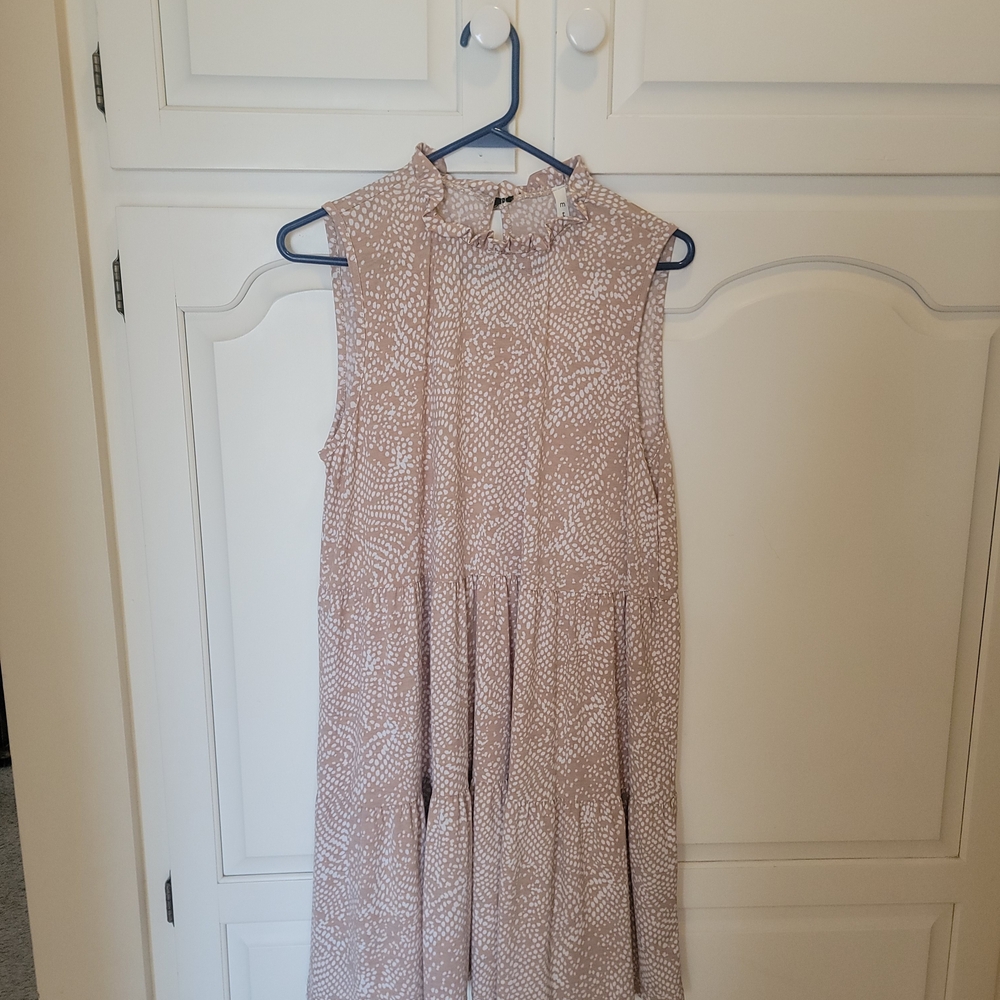 mts Tan and White Patterned Dress